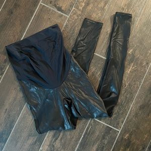 Spanx mama faux leather maternity leggings